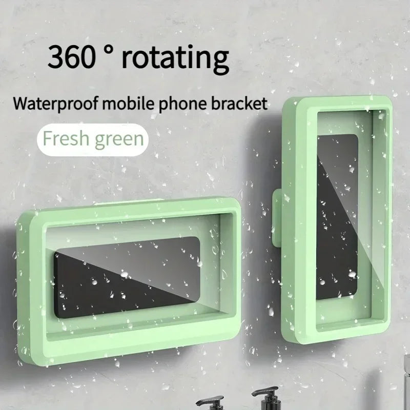 Waterproof Shower Phone Holder, Anti-Fog Touch-Sensitive Bathroom Phone Case, No-Drill Self-Adhesive Wall Mount for iPhone & And