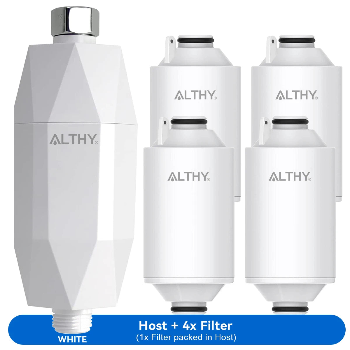 ALTHY Vitamin C Revitalizing Shower Water Filter - Reduces Chlorine Heavy Metal - Improves Dry Itchy Skin, Hair Dandruff, Eczema