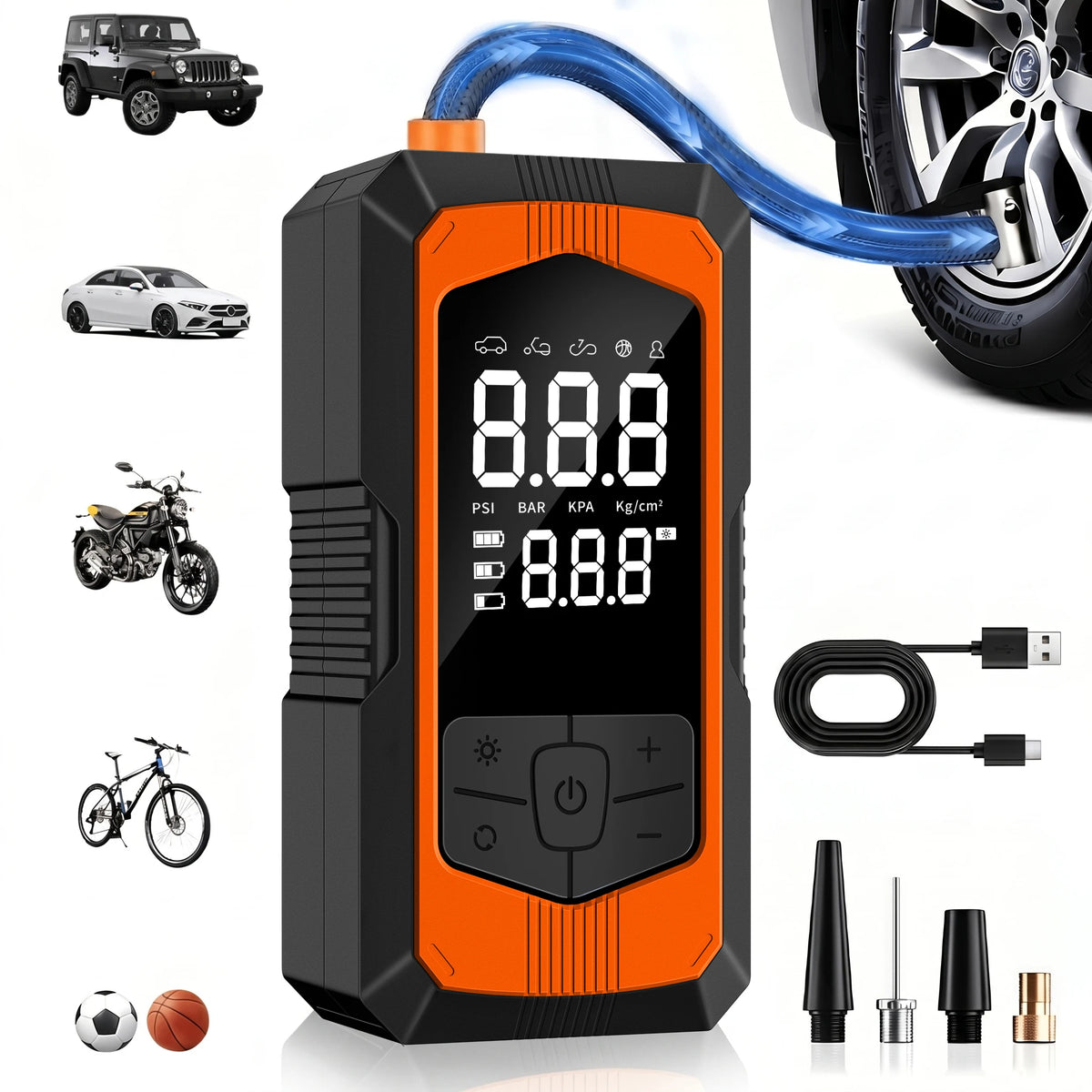 Portable Car Air Compressor 3X Faster 150PSI Cordless Tire Inflator Pump with Digital Gauge for Car Motorcycle Bike Air Pump