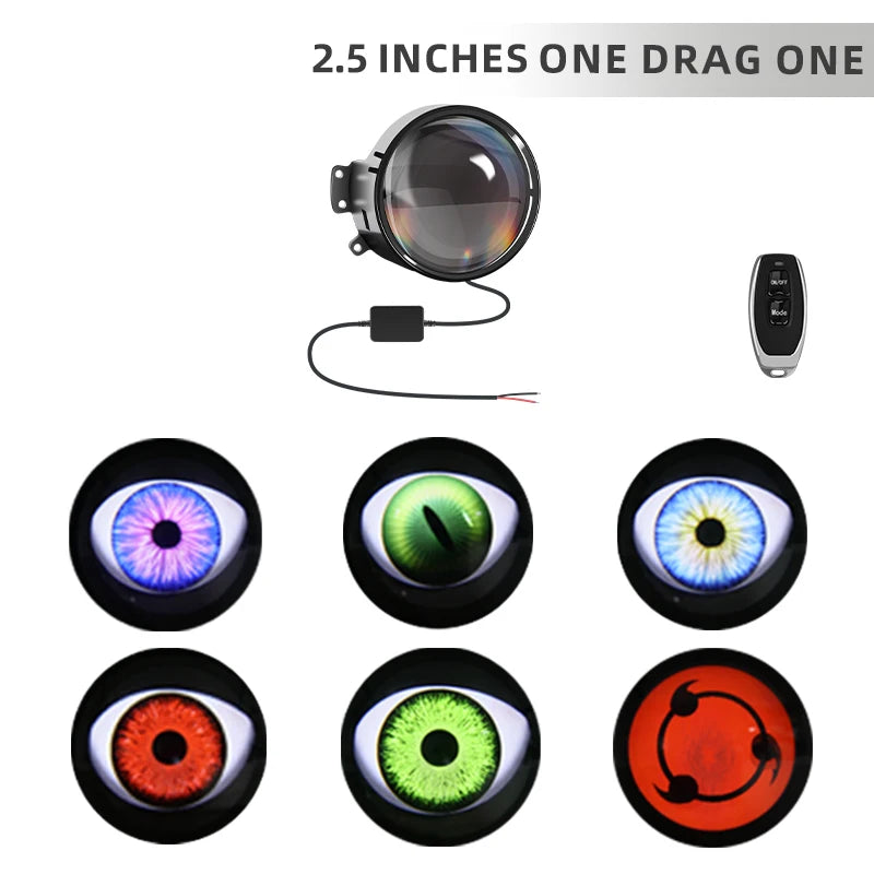 12-36V LED Dynamic Devil Eyes Light Projector 6 Modes Remote Control Car Headlight Fog Light Car Accessories