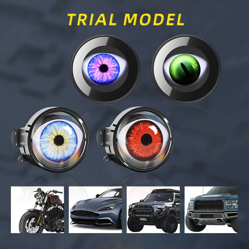 12-36V LED Dynamic Devil Eyes Light Projector 6 Modes Remote Control Car Headlight Fog Light Car Accessories
