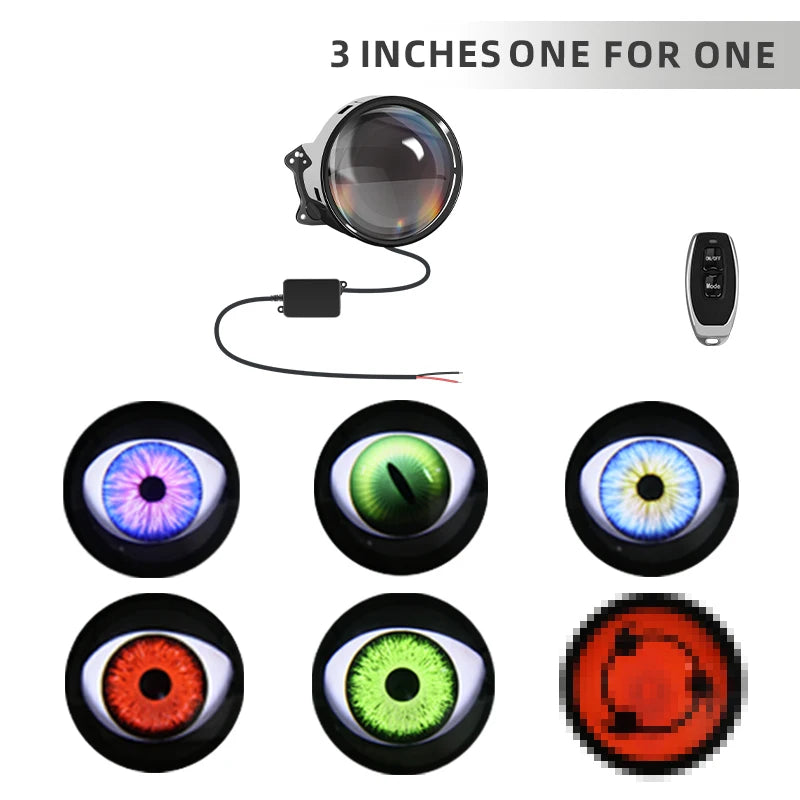 12-36V LED Dynamic Devil Eyes Light Projector 6 Modes Remote Control Car Headlight Fog Light Car Accessories
