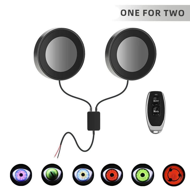 12-36V LED Dynamic Devil Eyes Light Projector 6 Modes Remote Control Car Headlight Fog Light Car Accessories