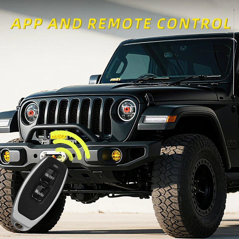 12-36V LED Dynamic Devil Eyes Light Projector 6 Modes Remote Control Car Headlight Fog Light Car Accessories