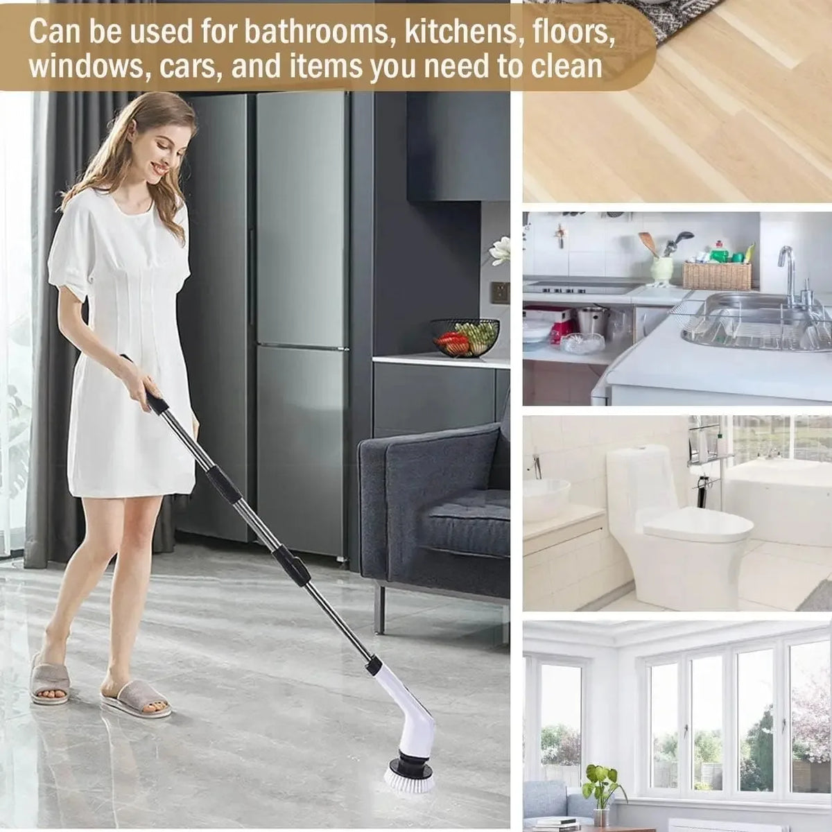 Powerful Cordless Electric Spin Scrubber Multipurpose Cleaning Brush for Shower Sink Tile Grout Kitchen Bathroom