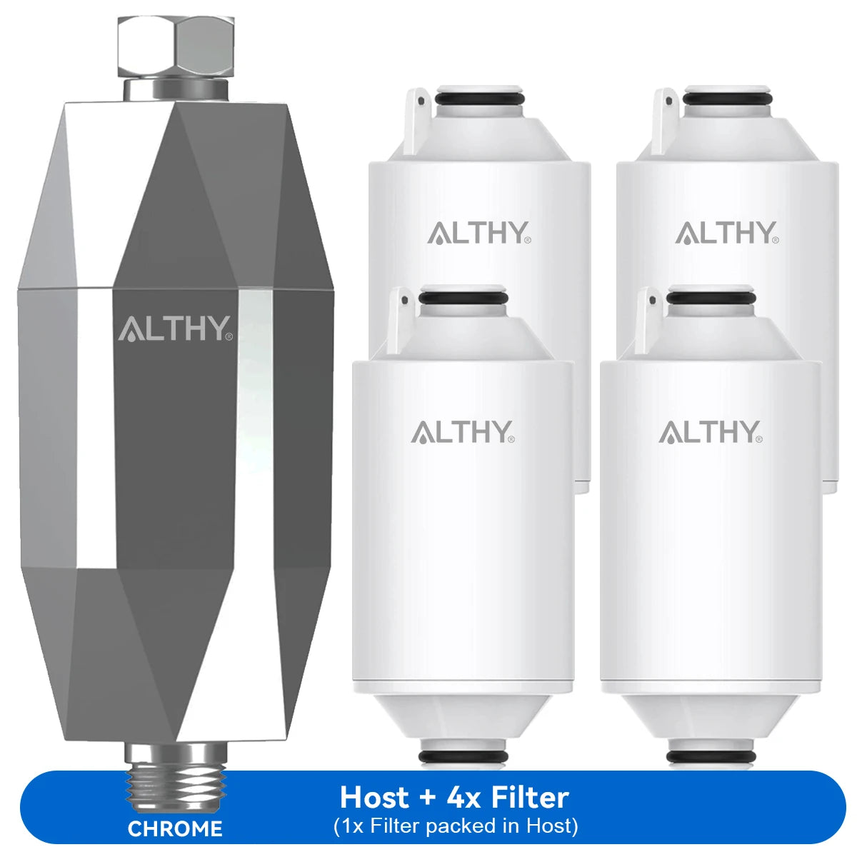 ALTHY Vitamin C Revitalizing Shower Water Filter - Reduces Chlorine Heavy Metal - Improves Dry Itchy Skin, Hair Dandruff, Eczema