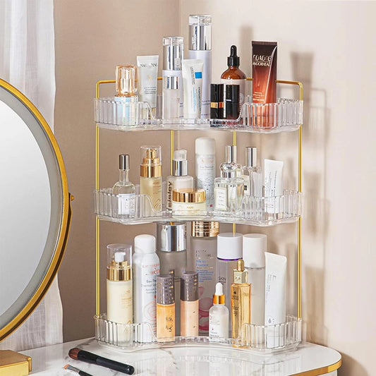 Corner Bathroom Counter Organizer Bathroom Countertop Shelf Makeup Organizer for Vanity Perfume Tray for Corner Storage