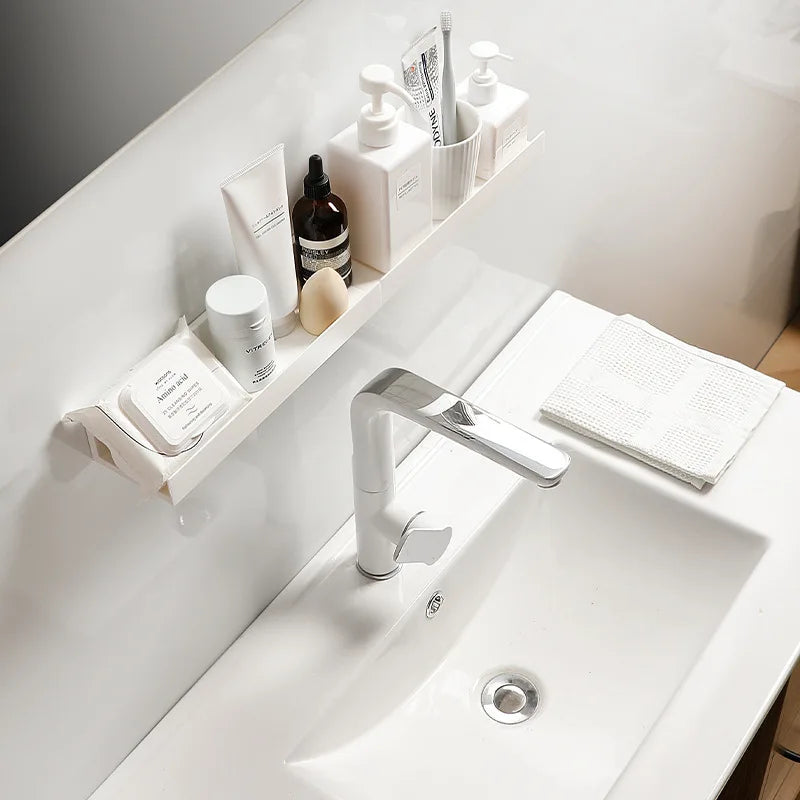 White Corner Shower Caddy No Drill Bathroom Shelf ABS Wall Mounted Shampoo Holder Storage Rack for Bathroom Kitchen Organizer