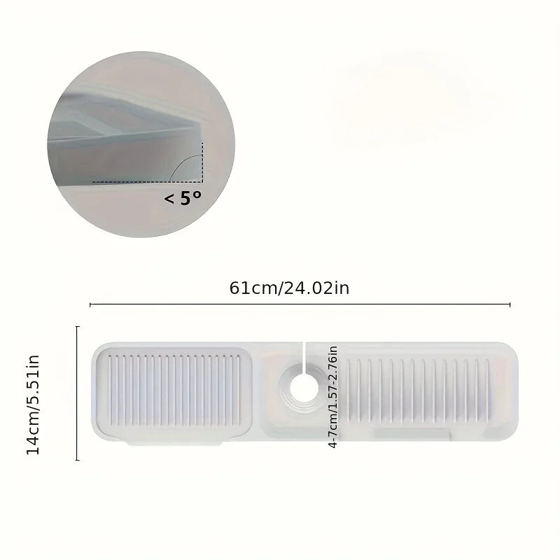 Kitchen Sink Splash Guard with 7° Slope Design,Quick Drain, Snap-On Fixation,Splash Catcher for Kitchen & Bathroom Countertops