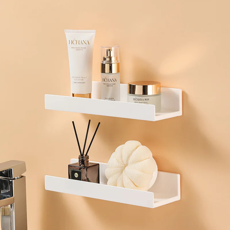 White Corner Shower Caddy No Drill Bathroom Shelf ABS Wall Mounted Shampoo Holder Storage Rack for Bathroom Kitchen Organizer