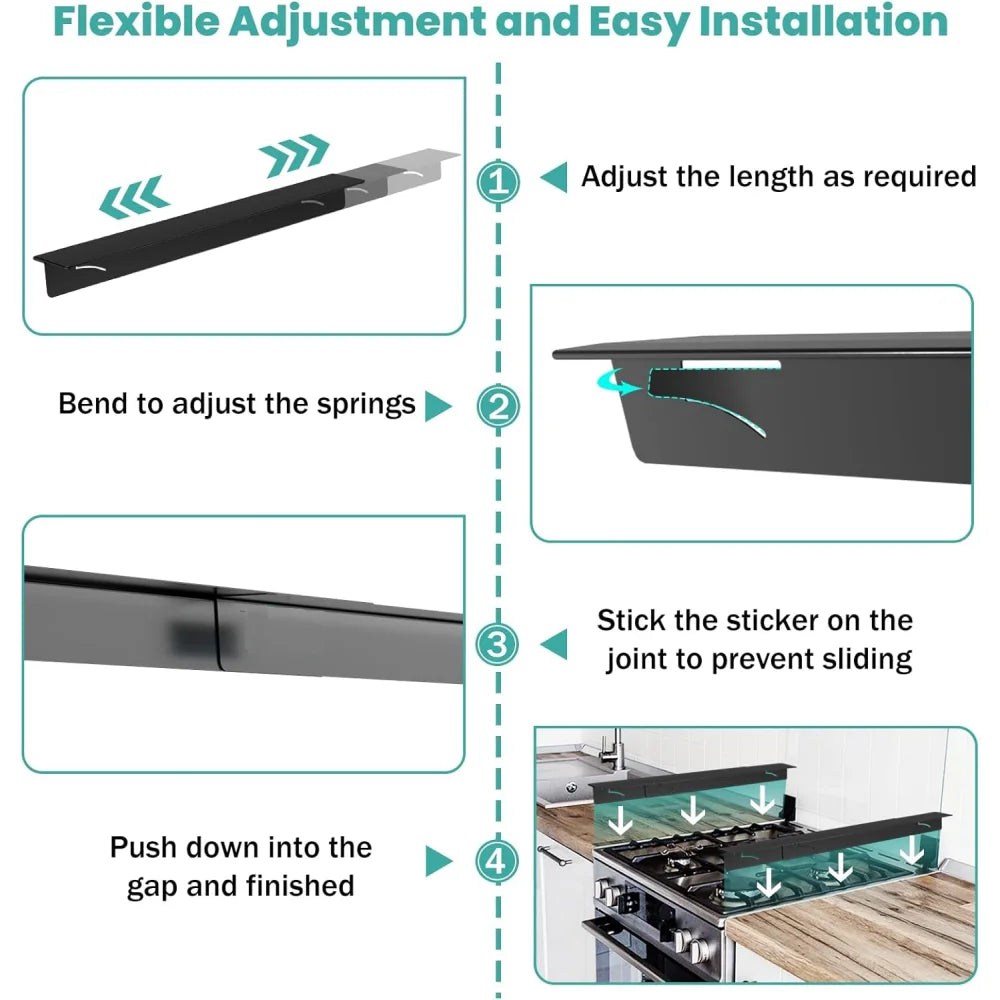 YITAPE Silicone Stove Counter Gap Cover Heat Resistant Oven Gap Filler Universal Sealing T-Strip Spill Guard Kitchen 25 30 Inch