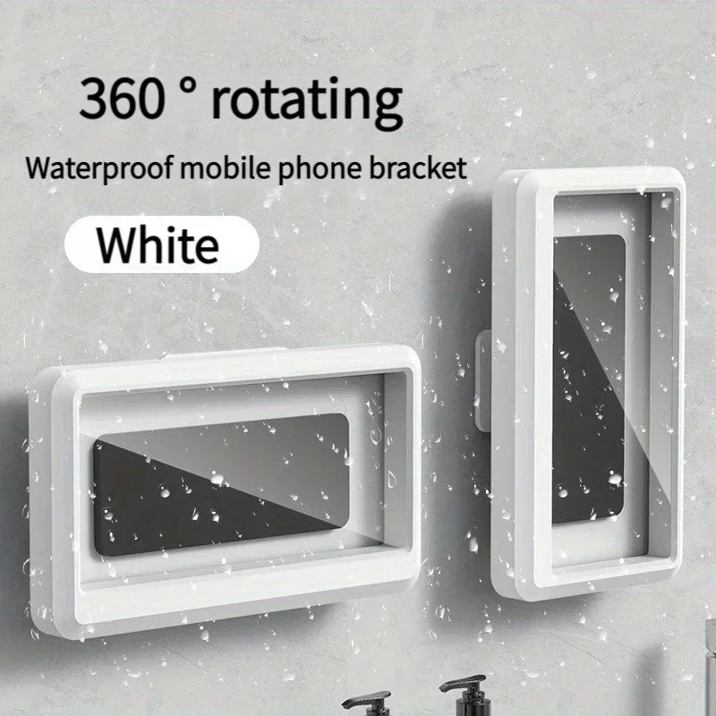 Waterproof Shower Phone Holder, Anti-Fog Touch-Sensitive Bathroom Phone Case, No-Drill Self-Adhesive Wall Mount for iPhone & And