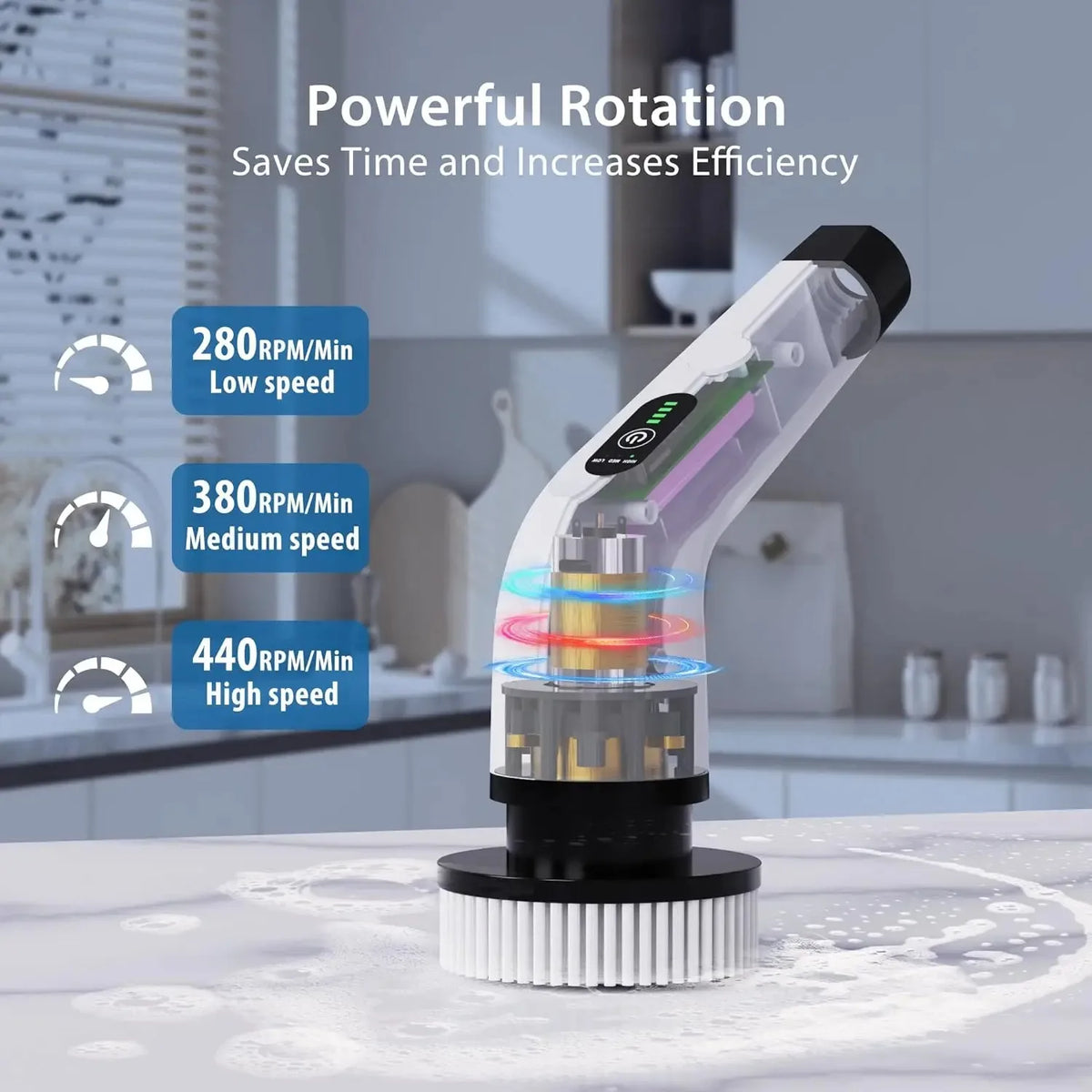Powerful Cordless Electric Spin Scrubber Multipurpose Cleaning Brush for Shower Sink Tile Grout Kitchen Bathroom