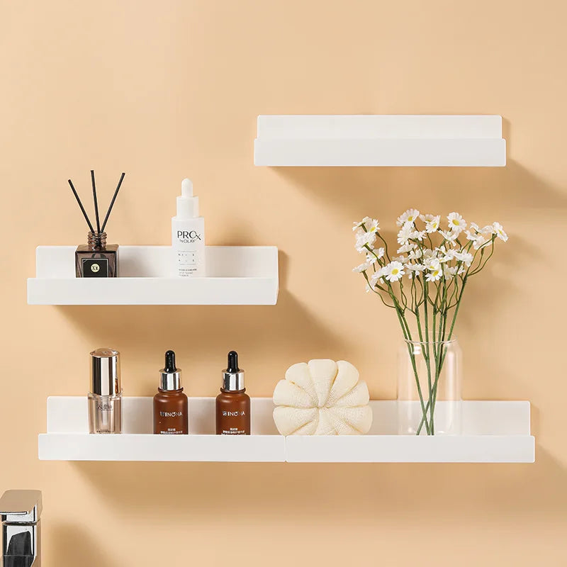 White Corner Shower Caddy No Drill Bathroom Shelf ABS Wall Mounted Shampoo Holder Storage Rack for Bathroom Kitchen Organizer