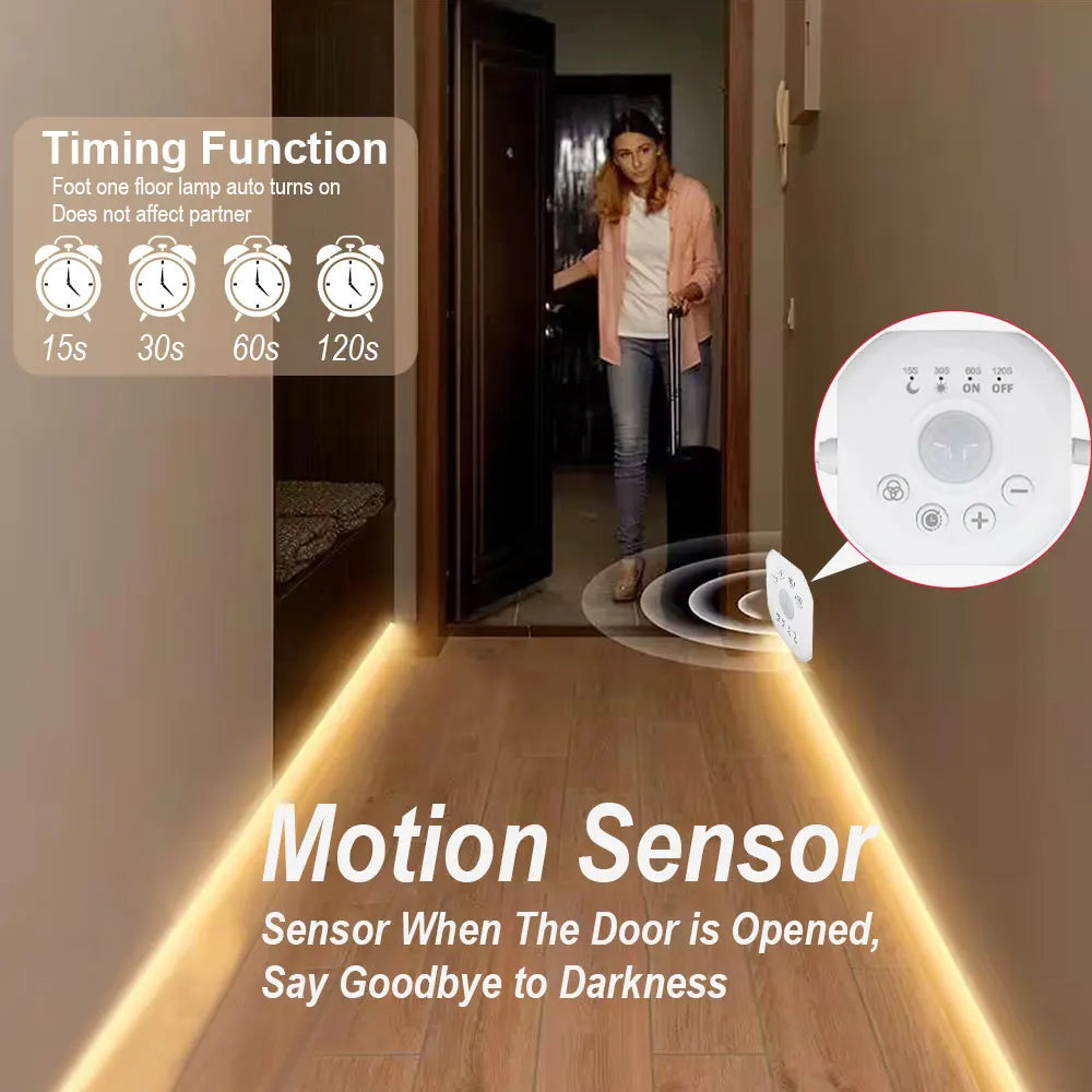 Motion Sensor LED Strip Light Sensor Flowing light strip 120° Motion Sensor Light and Timer Under Bed Lights Under Cabinet Strip