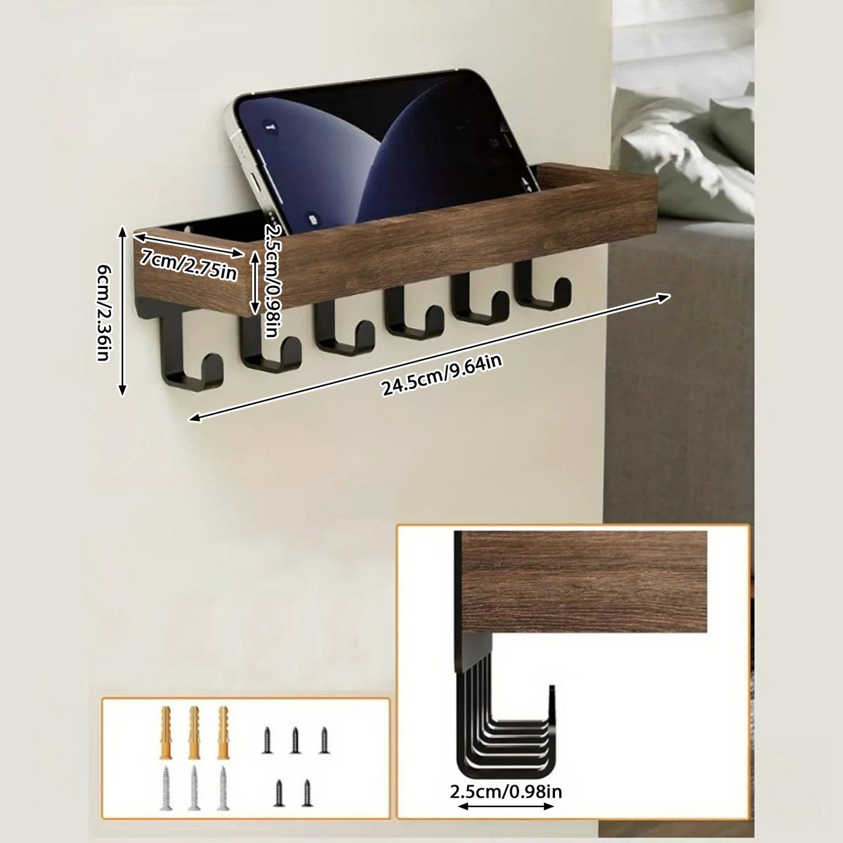 Wall Mounted Key Holder/Hangers Sturdy Easy to Install Key Holder Wall Decor for Home Storage & Organization