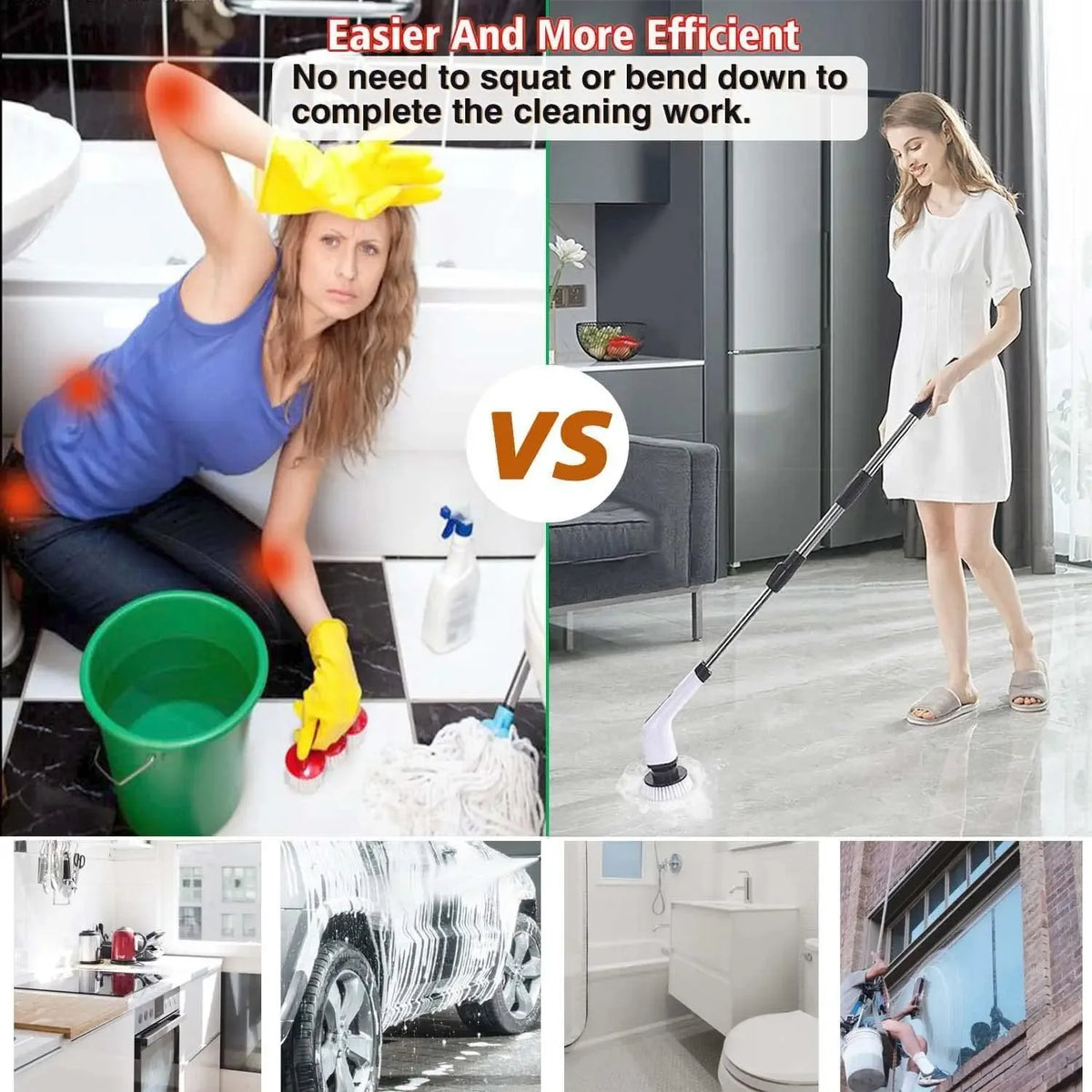 Powerful Cordless Electric Spin Scrubber Multipurpose Cleaning Brush for Shower Sink Tile Grout Kitchen Bathroom