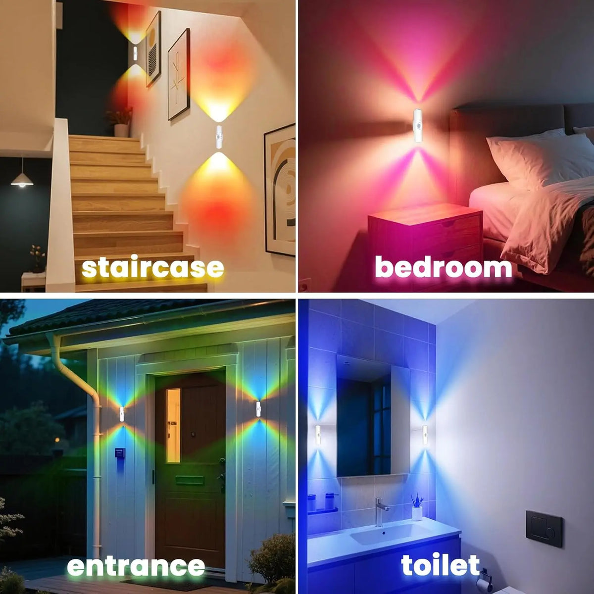 Motion Sensor Night Light 7 Color Change LED Wireless Wall Lamp Magnetic Rechargeable Spotlight for Bathroom Bedroom Living Room
