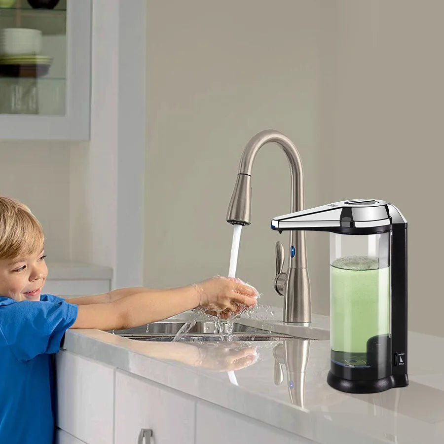 SVAVO Automatic Soap Dispenser Compact Sensor Pump Adjustable Soap Dispensing Volume Control Battery Operated 500Ml For Kitchen