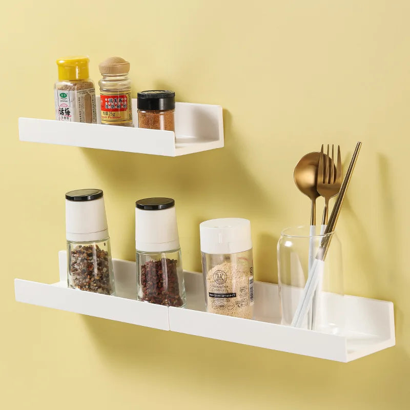 White Corner Shower Caddy No Drill Bathroom Shelf ABS Wall Mounted Shampoo Holder Storage Rack for Bathroom Kitchen Organizer