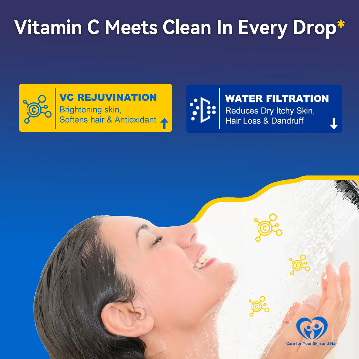 ALTHY Vitamin C Revitalizing Shower Water Filter - Reduces Chlorine Heavy Metal - Improves Dry Itchy Skin, Hair Dandruff, Eczema