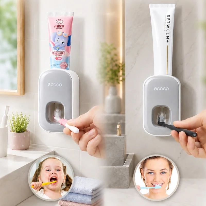 Wall Mount Automatic Toothpaste Dispenser Waterproof Toothpaste Squeezer Bathroom Toothbrush Holder Accessories