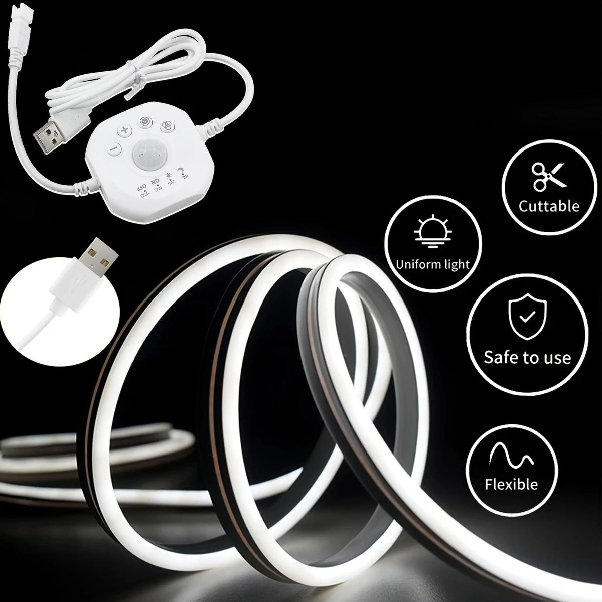 Motion Sensor LED Strip Light Sensor Flowing light strip 120° Motion Sensor Light and Timer Under Bed Lights Under Cabinet Strip
