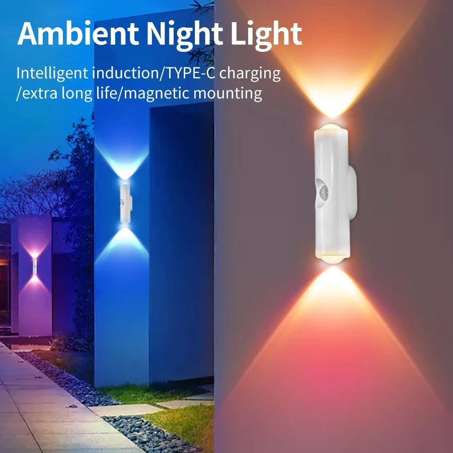 Motion Sensor Night Light 7 Color Change LED Wireless Wall Lamp Magnetic Rechargeable Spotlight for Bathroom Bedroom Living Room