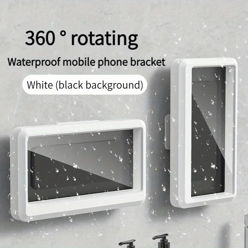 Waterproof Shower Phone Holder, Anti-Fog Touch-Sensitive Bathroom Phone Case, No-Drill Self-Adhesive Wall Mount for iPhone & And
